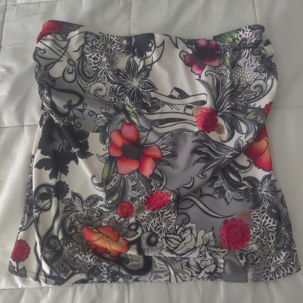 Freya Floral Patterned Strapless Tankini Set Size 34E US Swim Set